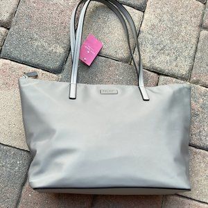 Kate Spade Hayden Nylon Top Zip Tote Nimbus Grey